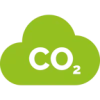 Icône en forme de nuage vert avec l’inscription CO2